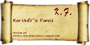 Karikás Fanni névjegykártya