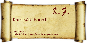 Karikás Fanni névjegykártya